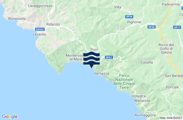 Mapa de mareas Borghetto di Vara, Italy