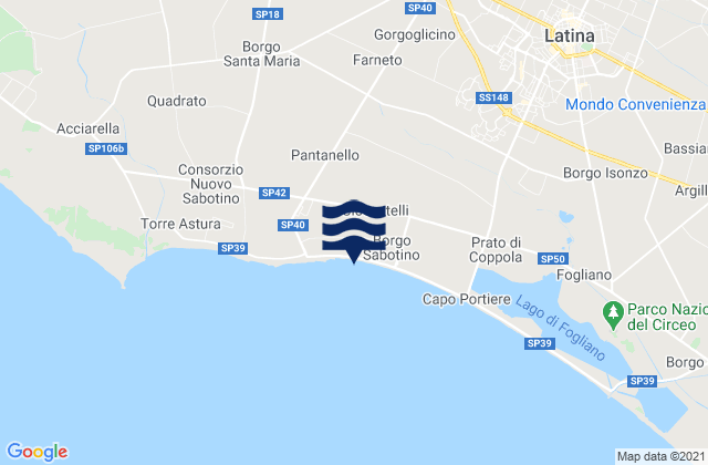 Mapa de mareas Borgo Podgora, Italy