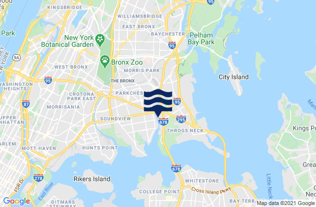 Mapa de mareas Borough of Bronx, United States