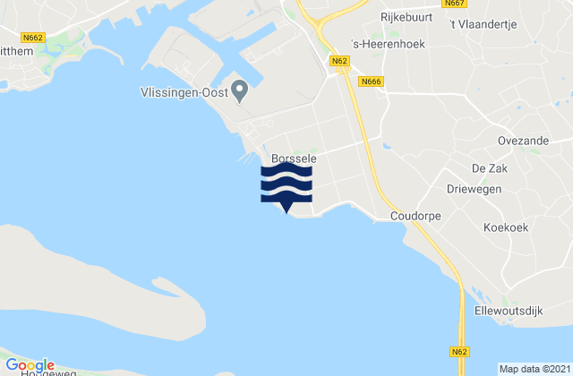Mapa de mareas Borssele, Netherlands