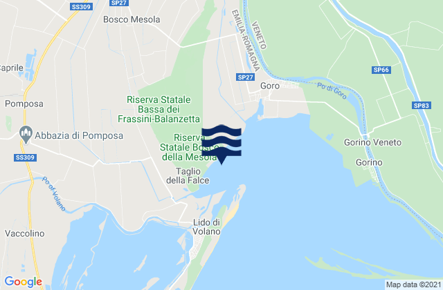 Mapa de mareas Bosco Mesola, Italy