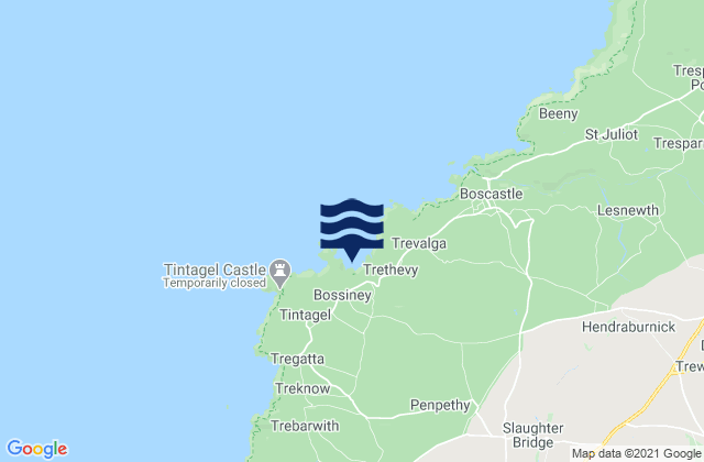 Mapa de mareas Bossiney and Benoath Cove Beach, United Kingdom