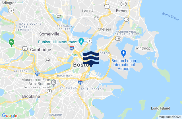 Mapa de mareas Boston, United States