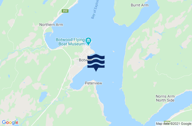 Mapa de mareas Botwood, Canada