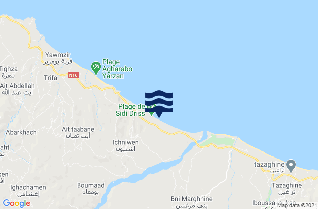 Mapa de mareas Boudinar, Morocco