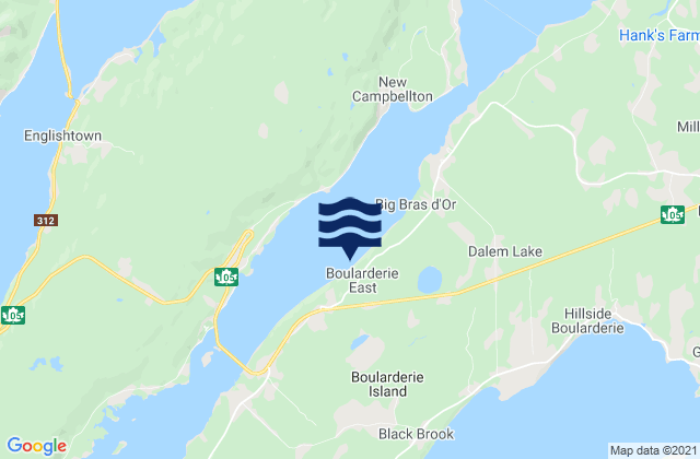 Mapa de mareas Boularderie east, Canada