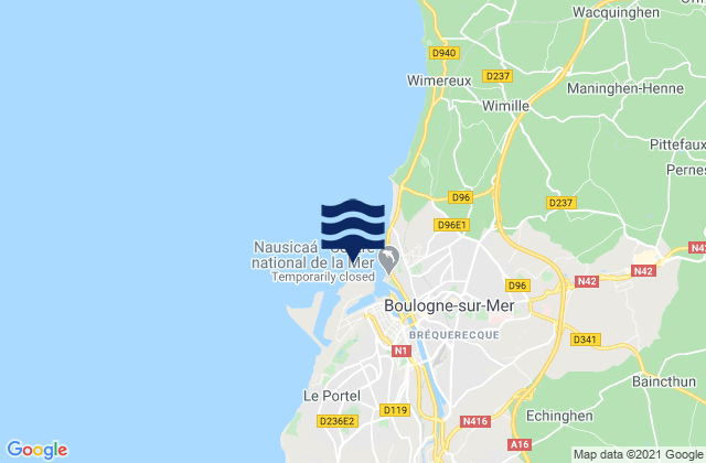 Mapa de mareas Boulogne, France