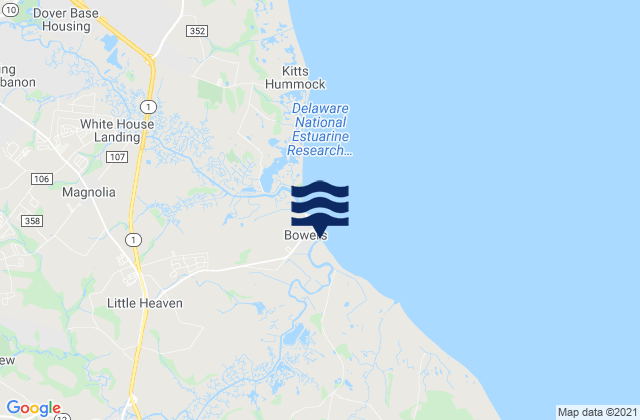 Mapa de mareas Bowers Beach, United States