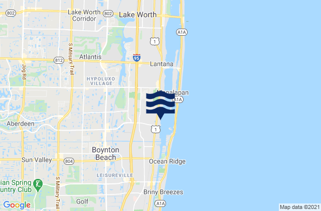Mapa de mareas Boynton Tortuga Beach, United States