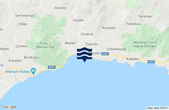 Mapa de mareas Bozyazı, Turkey