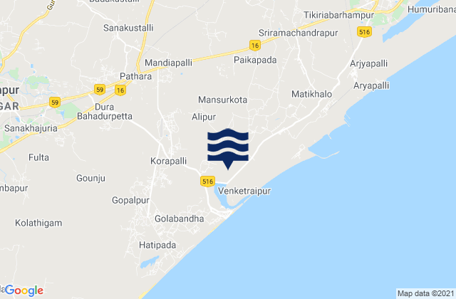 Mapa de mareas Brahmapur, India