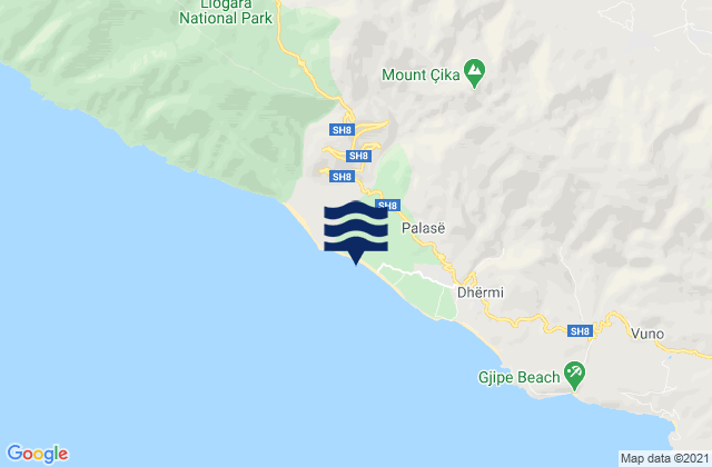 Mapa de mareas Brataj, Albania