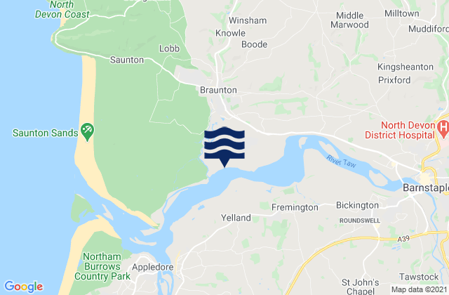 Mapa de mareas Braunton, United Kingdom