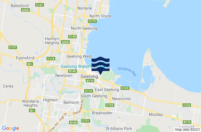 Mapa de mareas Breakwater, Australia