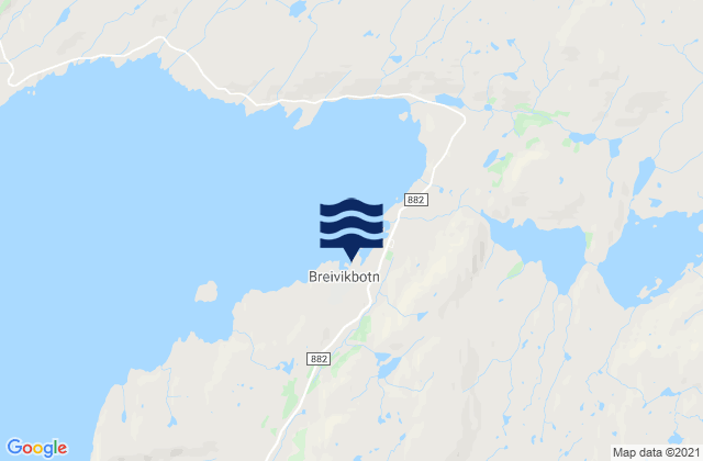 Mapa de mareas Breivikbotn, Norway