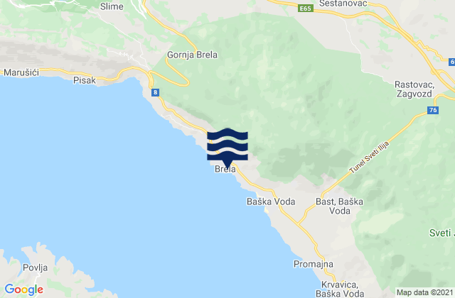 Mapa de mareas Brela, Croatia