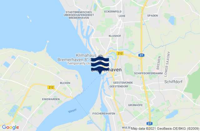Mapa de mareas Bremerhaven, Germany