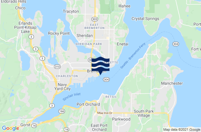 Mapa de mareas Bremerton Sinclair Inlet Port Orchard, United States