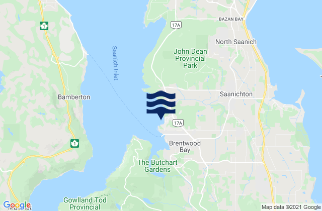 Mapa de mareas Brentwood Bay, Canada