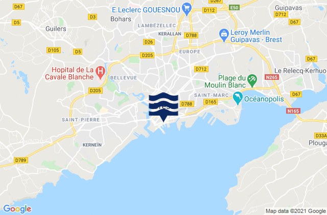 Mapa de mareas Brest, France