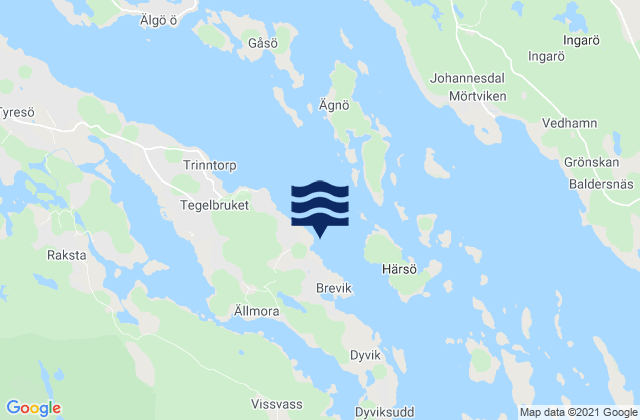 Mapa de mareas Brevik, Sweden