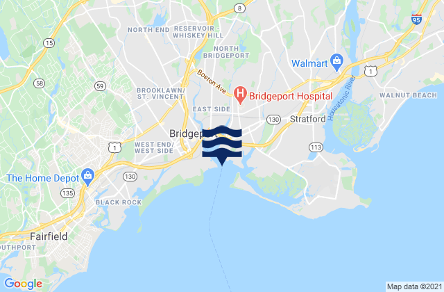 Mapa de mareas Bridgeport Harbor Tongue Point, United States