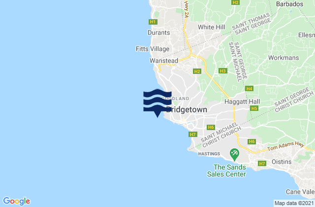 Mapa de mareas Bridgetown (Barbados), Martinique
