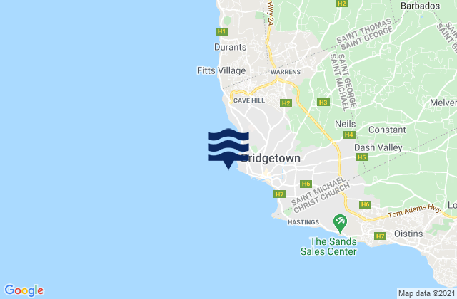 Mapa de mareas Bridgetown Harbour, Martinique