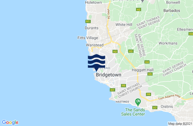 Mapa de mareas Bridgetown, Barbados