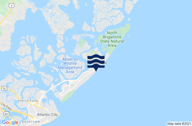 Mapa de mareas Brigantine Beach, United States