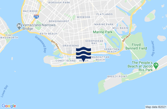 Mapa de mareas Brighton Beach Brooklyn, United States