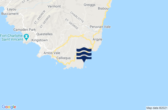 Mapa de mareas Brighton Beach, Saint Vincent and the Grenadines
