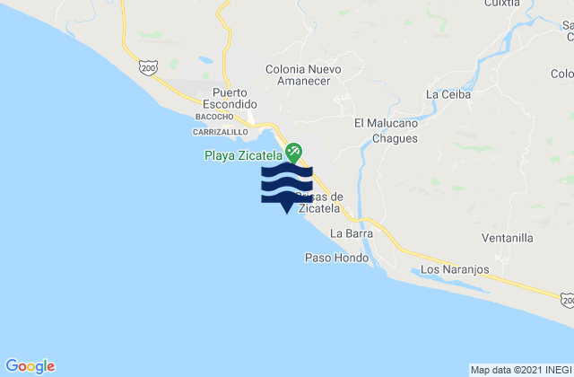 Mapa de mareas Brisas de Zicatela, Mexico