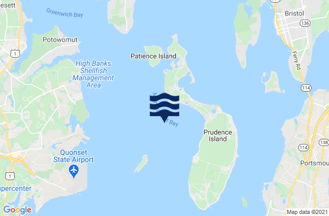 Mapa de mareas Bristol Point, Narragansett Bay, United States