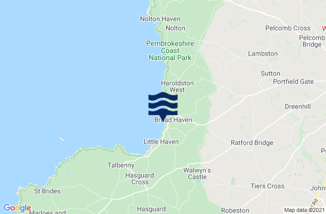 Mapa de mareas Broad Haven Beach, United Kingdom