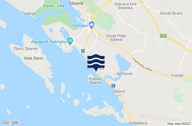 Mapa de mareas Brodarica, Croatia