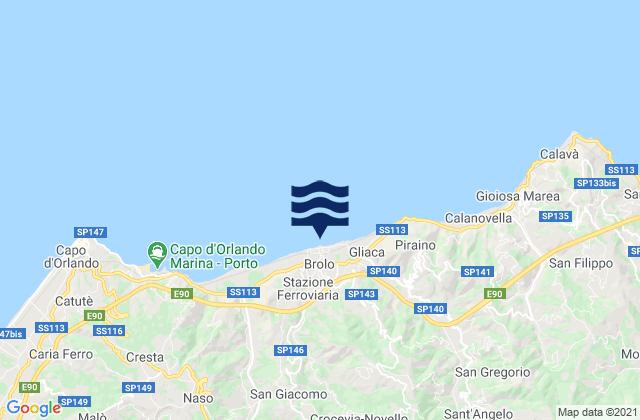 Mapa de mareas Brolo, Italy