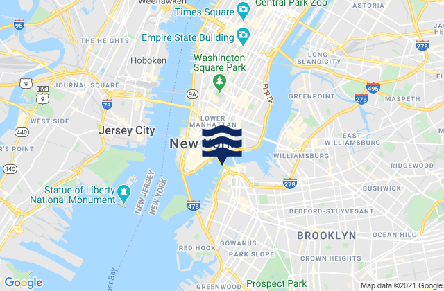 Mapa de mareas Brooklyn Bridge, United States