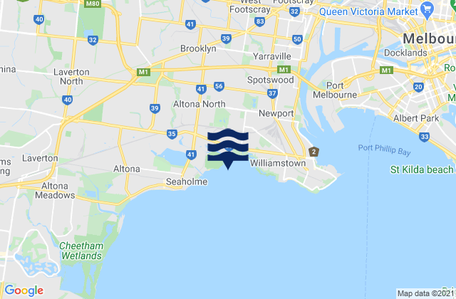 Mapa de mareas Brooklyn, Australia