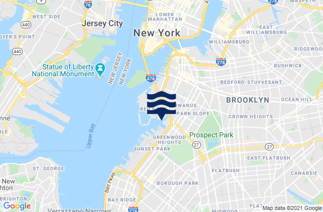 Mapa de mareas Brooklyn, United States