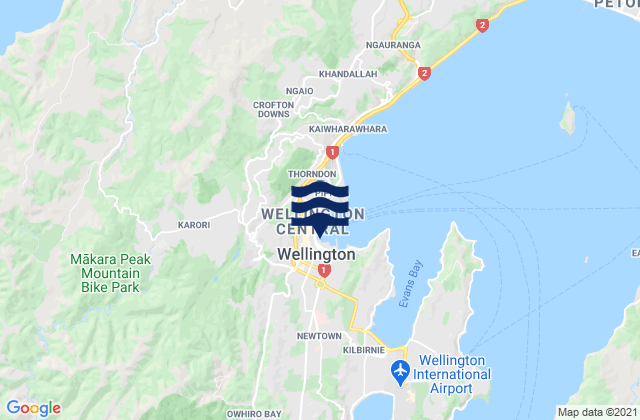 Mapa de mareas Brooklyn, New Zealand