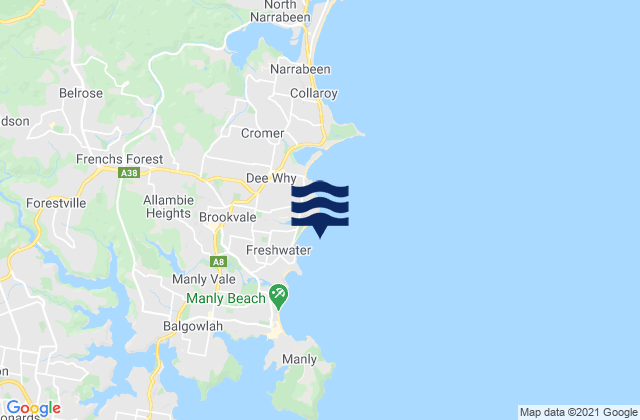Mapa de mareas Brookvale, Australia