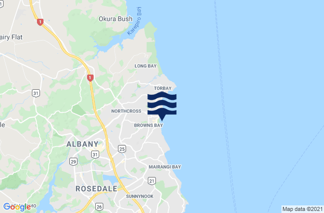 Mapa de mareas Browns Bay, New Zealand