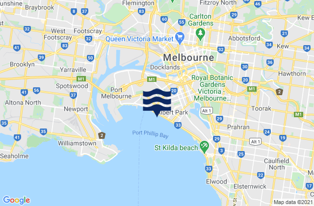 Mapa de mareas Brunswick East, Australia