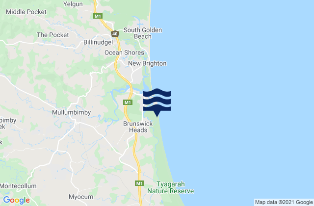Mapa de mareas Brunswick Heads North, Australia
