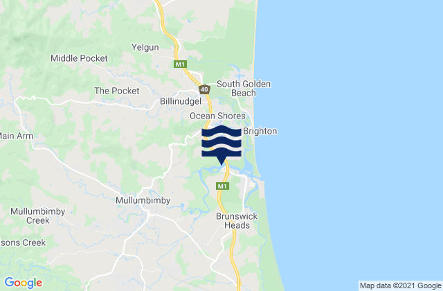 Mapa de mareas Brunswick River-South, Australia
