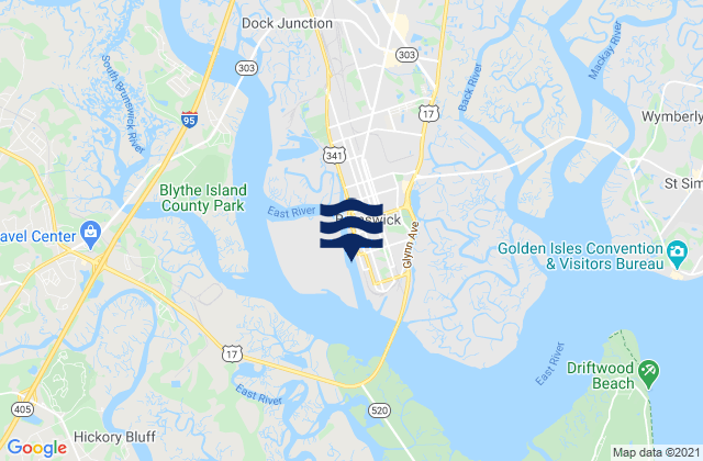 Mapa de mareas Brunswick off Prince Street Dock, United States