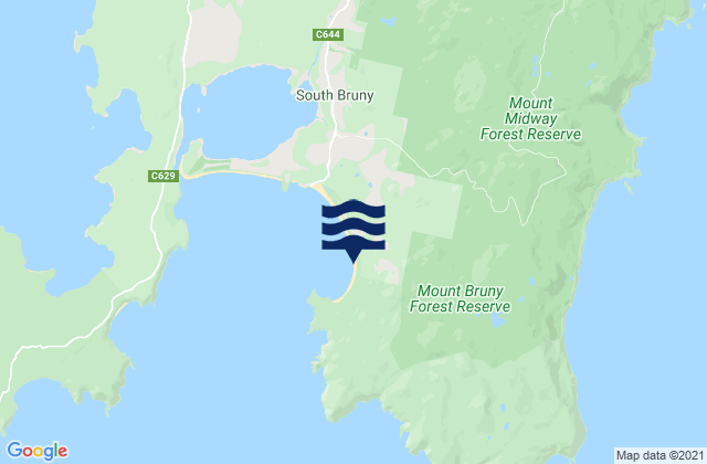 Mapa de mareas Bruny Island - Cloudy Bay, Australia