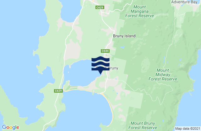 Mapa de mareas Bruny Island - Lagoons, Australia