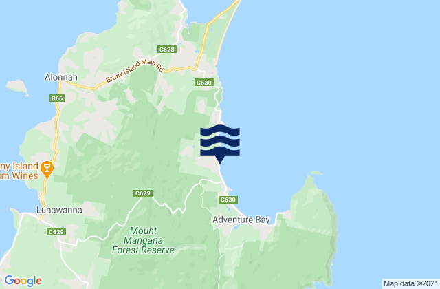 Mapa de mareas Bruny Island, Australia